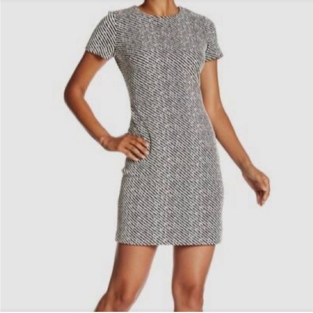 Calvin‎ Klein Women's Black and White Diagonal Striped Dress, Size 14